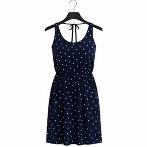 Loft Navy Polka Dot Spring Midi Dress Sz XS